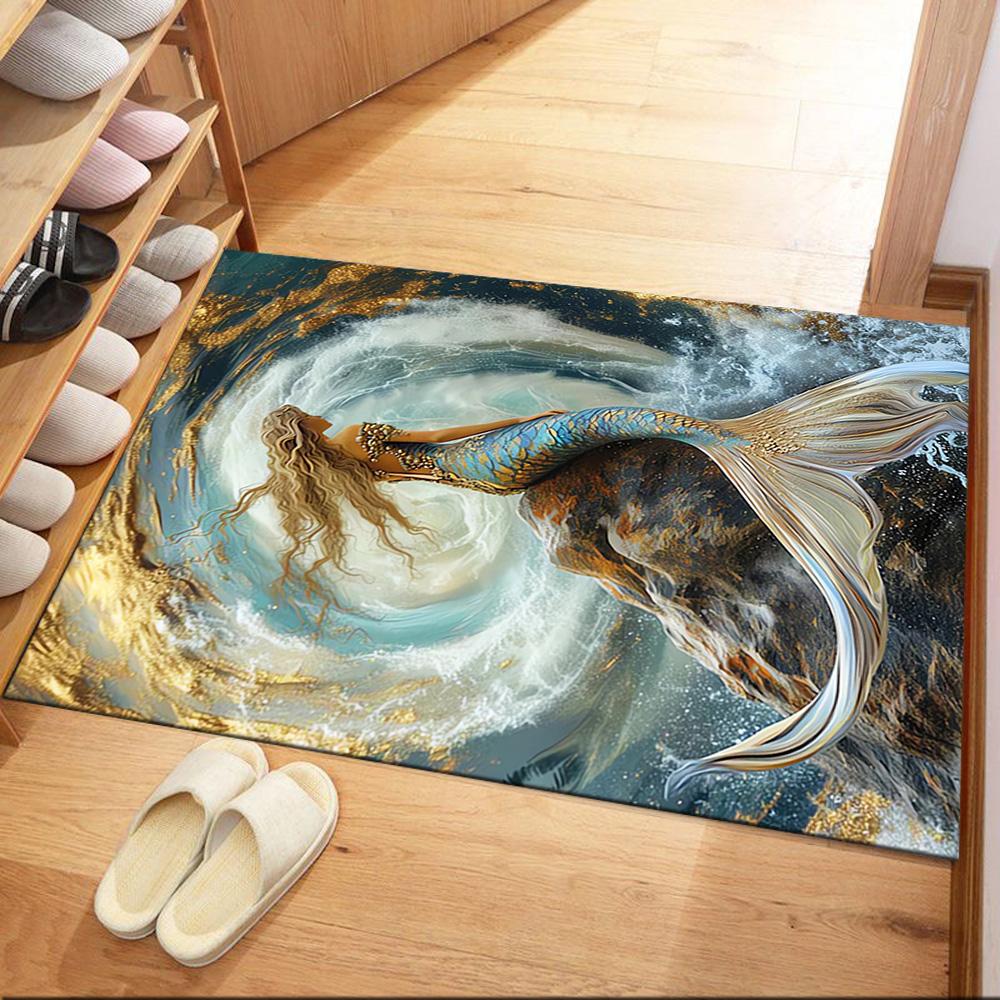 Mermaid's Underwater Adventure Floor Mats for Living Room, Bedroom and Room Decoration Are Suitable for Gifts.