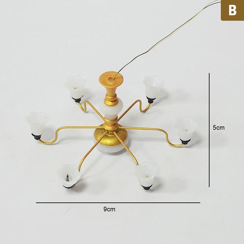 Led Ceiling Lamp Dollhouse Furniture Chandelier 3V Light Sand Table Accessories