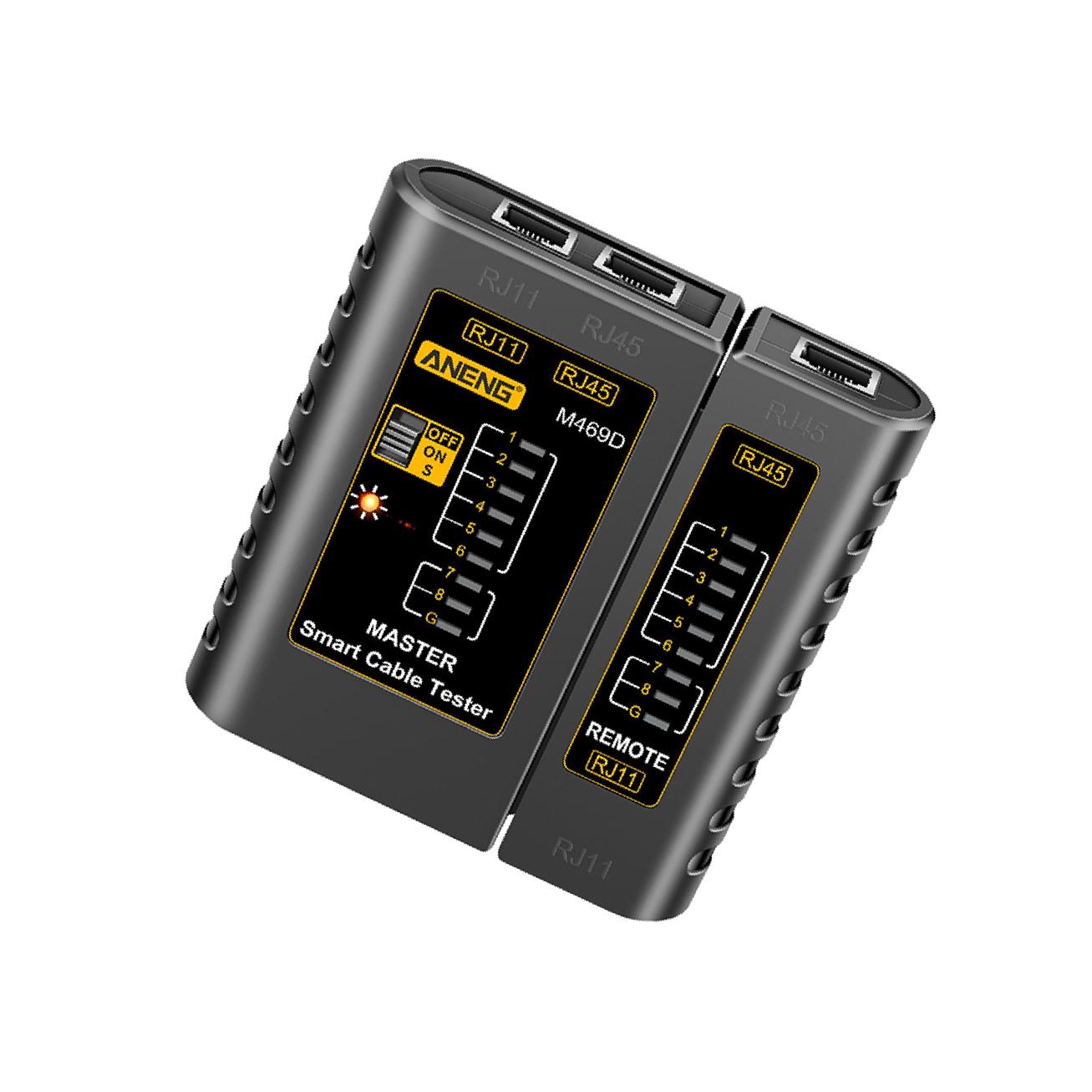 Универсальный сетевой кабельный тестер для Cat5, Cat5E, Cat6 для тестирования Ethernet-соединений чёрный