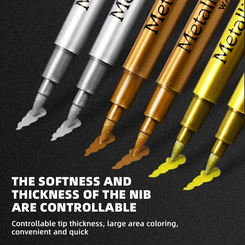 1/3 Stück Pinsel Metallische Marker Stifte Gold Silber Kupfer Permanent Kunst Farbe Marker Stift für Bastelarbeiten Scrapbooking Stoff Kunstbedarf