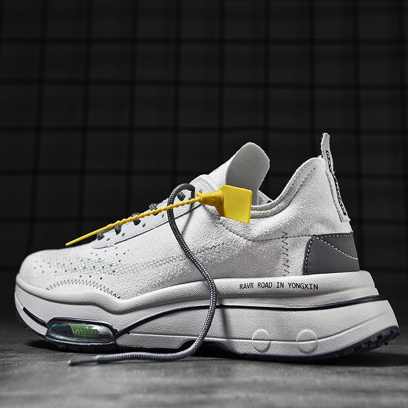 Vier Jahreszeiten Erstschicht Samt Rindsleder Low-Top Luftkissen Paar Sportschuhe Atmungsaktiv Übergröße Freizeitschuhe