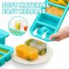 Silicone Freezer Trays with Lid,6 Cup Soup Freezer Container large Ice Cube Molds with Reinforced Steel Ring Top for freezing Soup Sauce Broth