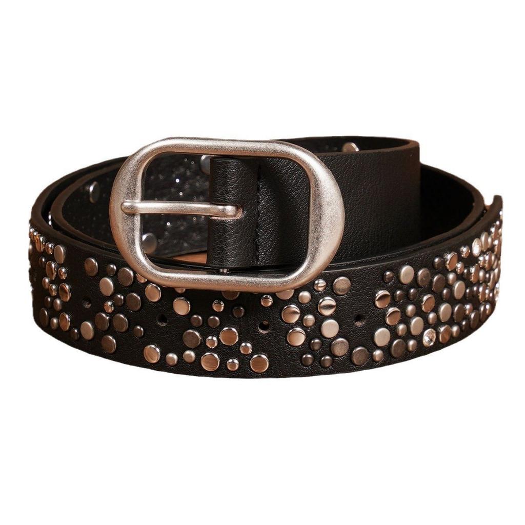 Women Belt Punk Pin Buckle Vintage Rivets Leather Belts Jeans Waistband