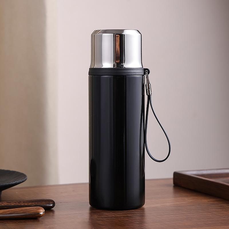 High value 111 stainless steel vacuum thermos cup outdoor portable rope sling water cup gift stewed tea cup