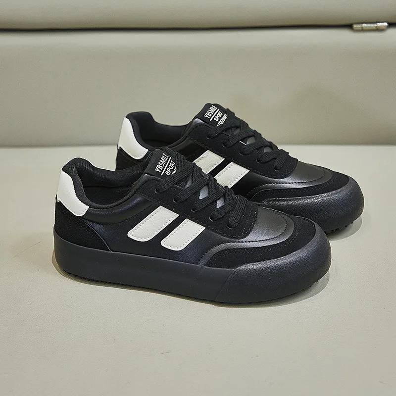 

Женские кроссовки для бега с увеличенной высотой, вулканизированные, корейские, с круглым носком, на шнуровке, спортивные, повседневные кроссовки для отдыха и работы 35