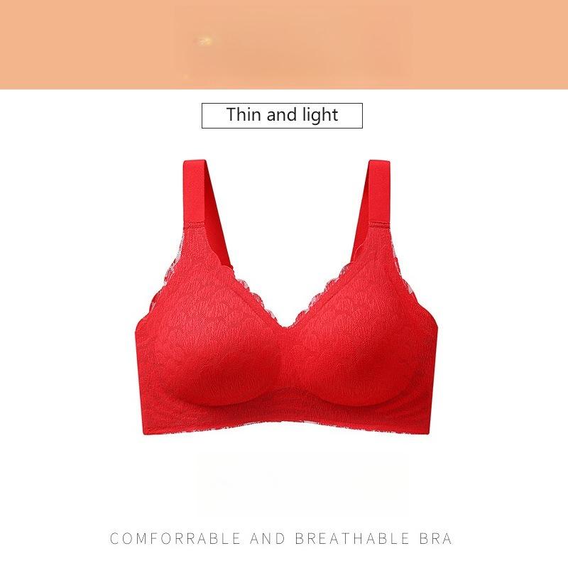 

Невидимое нижнее белье для женщин, тонкий лиф, невидимый бюстгальтер, втягивание груди, против провисания, фиксированная чашка, бюстгальтер большого размера 6XL красный