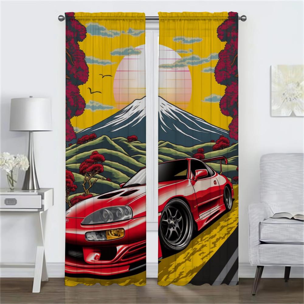 Car In the Sun Anti-mosquito Curtains for Camera Curtains Child Room Shades Partition Tulle for Bedroom Halloween Decoration