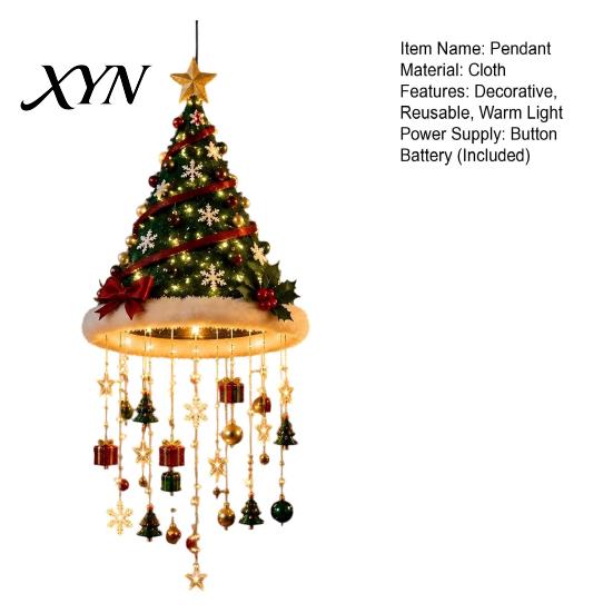 Vorgeleuchteter festlicher Anhänger Weihnachtsbaum-Hängeornament mit LED-Lichtern, Beleuchteter Stern-Topper, Leuchtende Veranda-Eingang-Ornamente Weihnachten für Innen