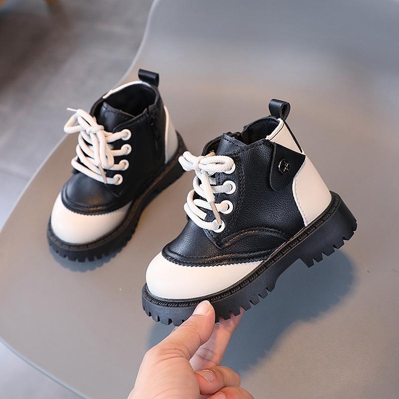 New Girls' Boots Boys Leather-faced Leather Boots