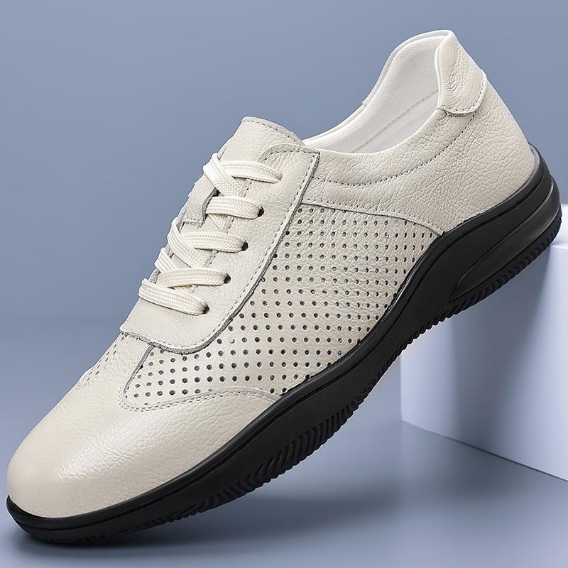Fashion Summer Punching High-quality Men's Ventilation Non-slip Genuine Leather Sports Shoes Men Comfortable Soft Flat Bottomed Oxford