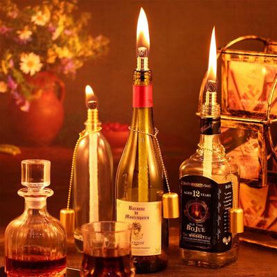 Wine Bottle Torch Kit Whiskey Bottle Torch 4 Long Life Torch Wicks Copper Lamp Cover Brass Wick Mount