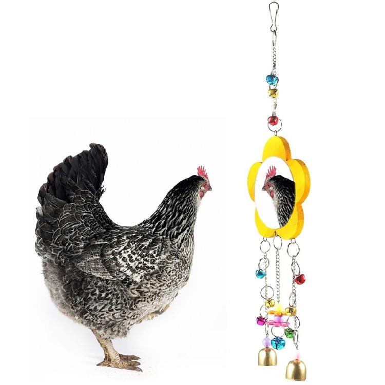 Large Mirror Toy with Multi Color Bells Chicken Mirror Toys for Hen Rooster