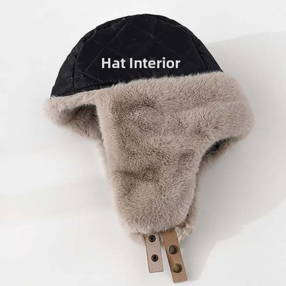 Thick Thermal Warm Earflap Cap Fleece Lined Patchwork Ski Cap Windproof Winter Hat Daily Commute