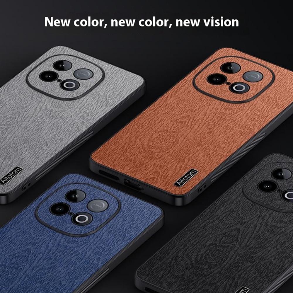 For Vivo iQOO Z10 Turbo 5G Case Wood Texture PU Leather Coated PC TPU Phone Cover