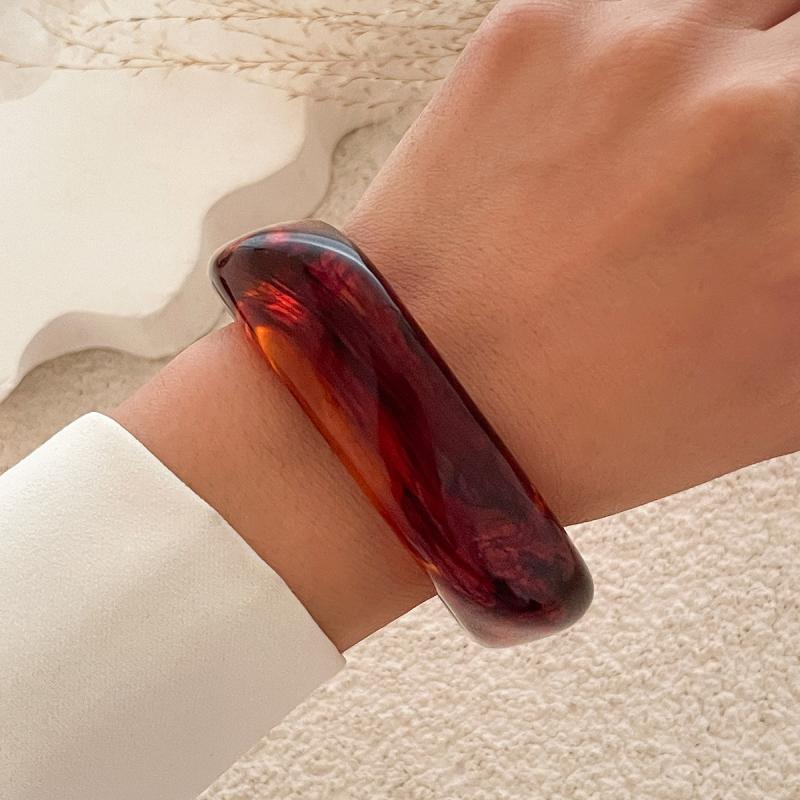 2025  Jewelry Vintage Acrylic Big Geometric Irregular Bangles For Women Trendy Resin Wide Cuff Bangles Bracelets