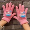 1Pair Cartoon Star Eye Five Finger Gloves For Women Girls Autumn Winter Warm Gloves Cute  Student Gloves Birthday Gifts