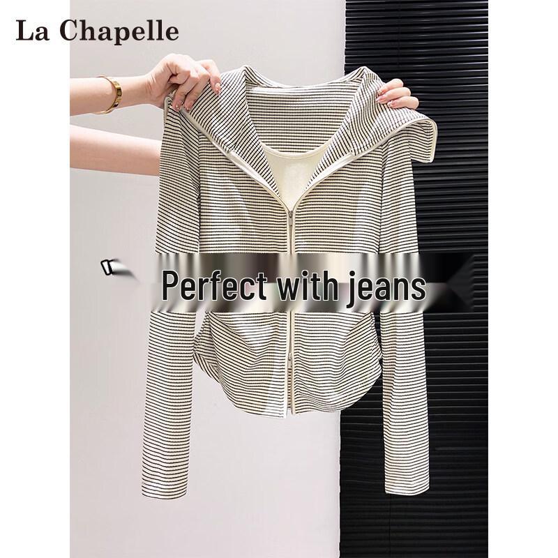 La Chapelle Women s Sailor Collar Double Zipper Long-Sleeve T-Shirt S