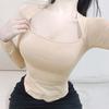 Korean Dongdaemun Sexy Square Neck Slimming Long Sleeve Low-Cut Top for Women