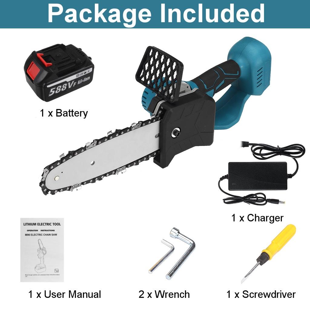 8inches 3000W Electric Chainsaw Bracket Cordless Chain Saw Wood Cutter Cutting Machine Woodworking Tools for 588VF  Battery