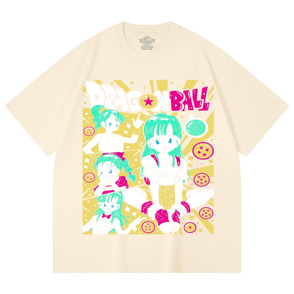 230 Gsm 100% Cotton Dragon Ball V65 Bulma Print Unisex Heavy Cotton T Shirt