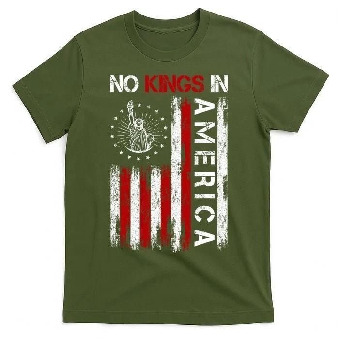 No Kings In America Flag T-Shirt Unisex Unisex T-Shirt L