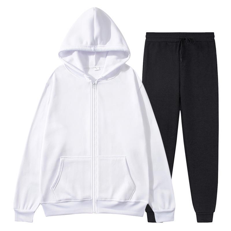 Men's Cross-border Autumn Winter Comfort Zip-Up Velvet Hoodie & Jacket Set