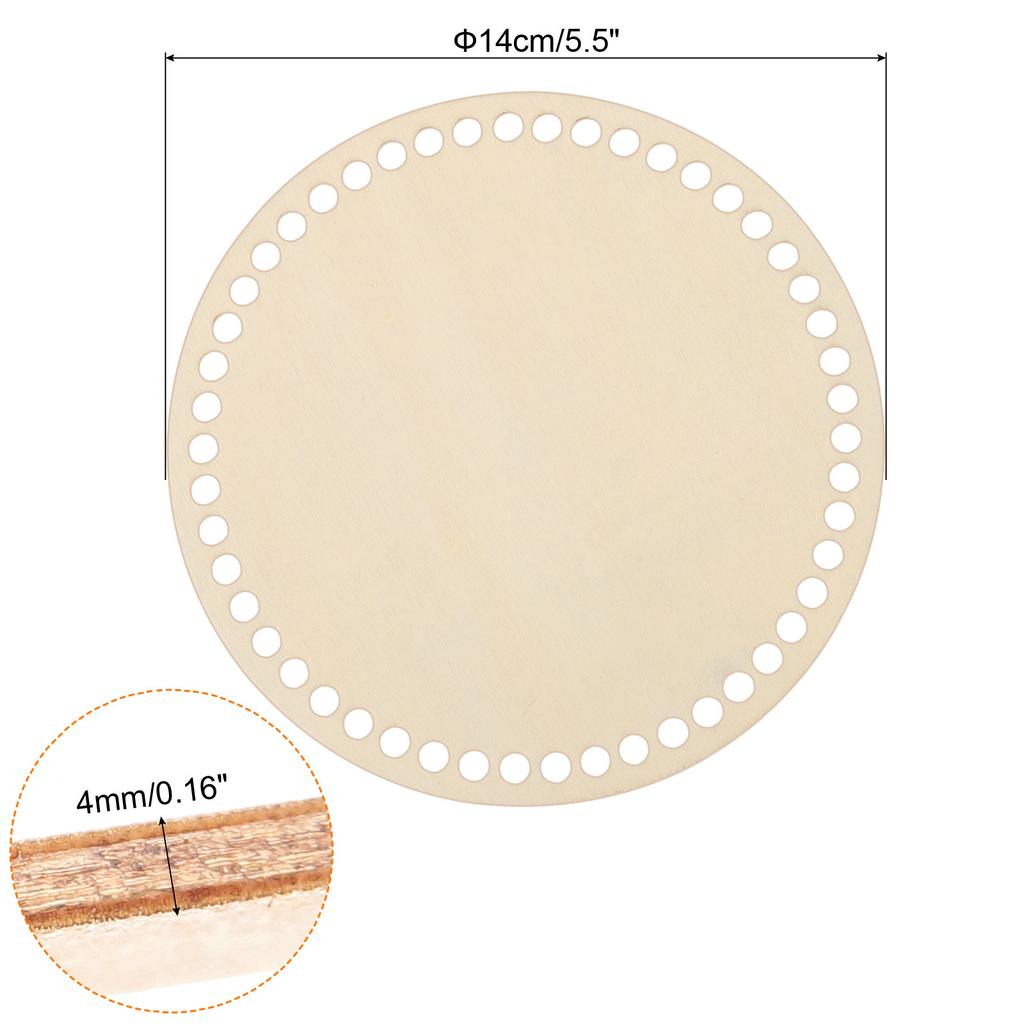 2pcs Crochet Basket Base 5.5" Round Wooden Crochet Bag Bottom Circle Wooden Basket Bottom for DIY Basket Crochet Bag Weaving
