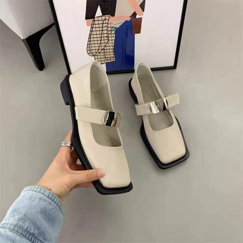 Fashion Women Square Toe Mary Jane Shoes Spring British Style Platform Single Shoes Women Soft Comfortable Slip-on Loafers Zapatos Mujer