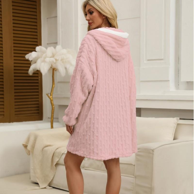 Hooded Zip Blanket Sweatshirt Oversized Flannel Loungewear Senior Men