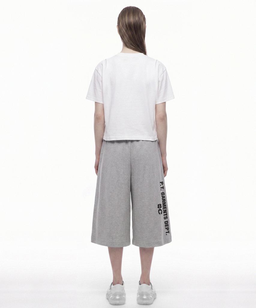 PRINOAR Multi-Logo Semi-Crop Short Sleeve T-Shirt - White