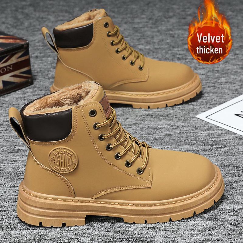 Men's Winter Plus Velvet High-Top Martin Boots - Trendy, Thick-Soled, Warm Cotton Work Boots