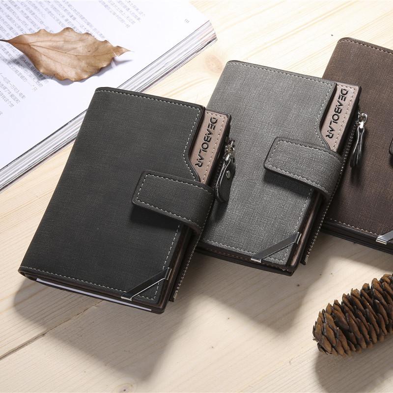 New Deabolar Men's Medium Long Wallet Casual Retro Canvas Pattern Zipper Coin Wallet