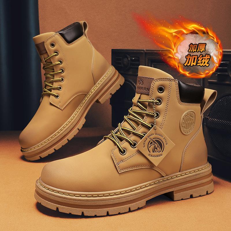 Men's Rhubarb Boots Thick Soled Men's Boots 2026 Autumn and Winter High-quality British Workwear Boots High Top Warm Short Boots