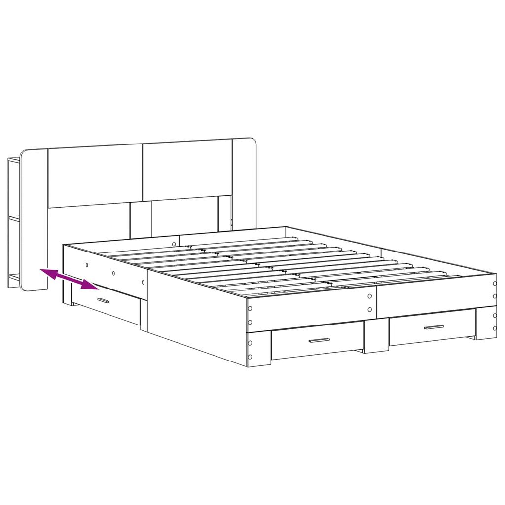 Bed Frame with Storage Space Smoked Oak 150 x 200 cm