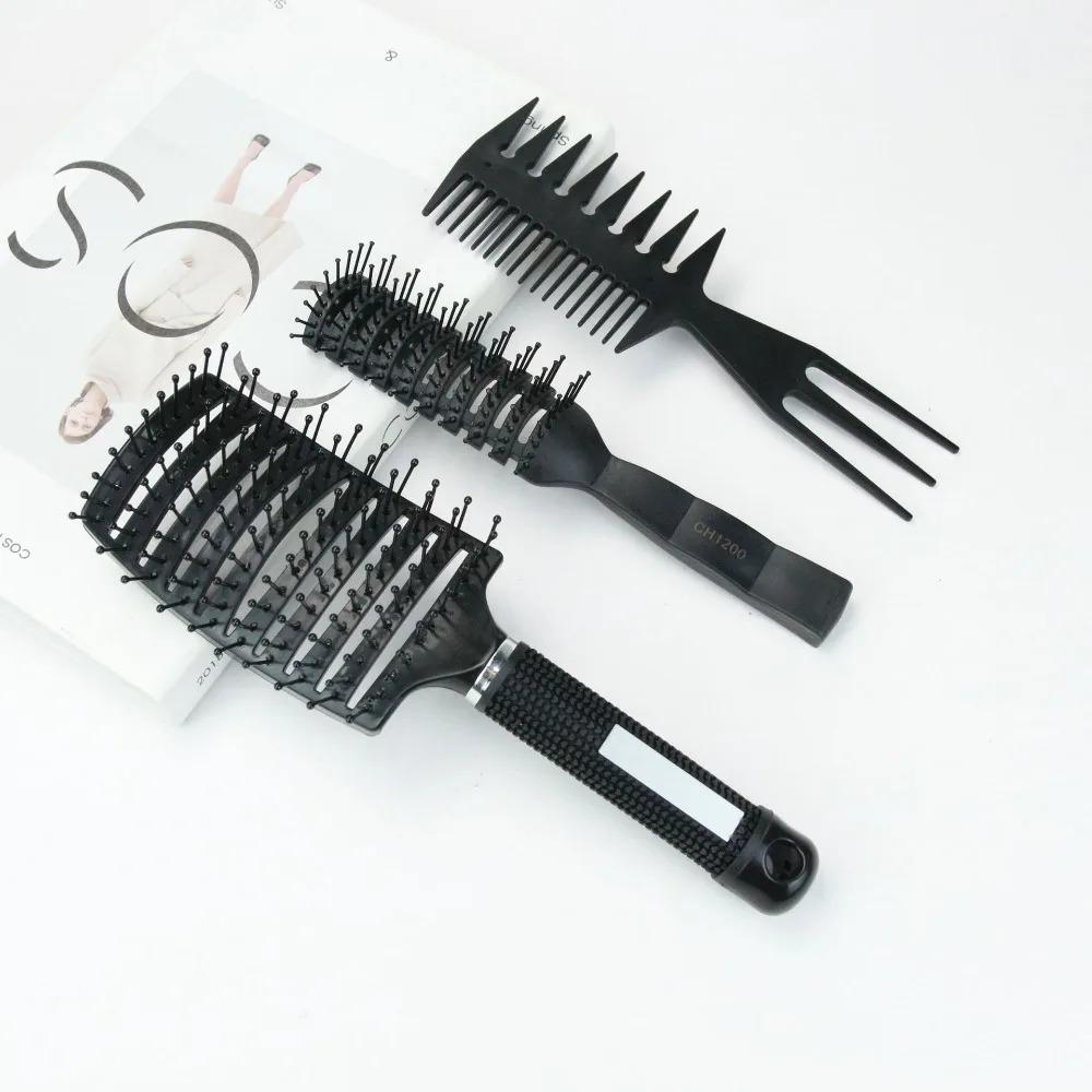 1/3 STÜCK Entwirrkamm-Set mit breiten Zinken für lockiges, welliges, dickes Haar, antistatisch, Massage, Salon, Friseur, Perücke, Styling-Werkzeug