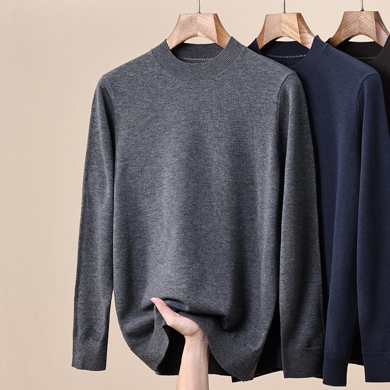 Hengyuanxiang Men s Thick Wool Sweater - 100% Pure Wool, Half-High Neck, 2025 Autumn/Winter Collection 180/96A