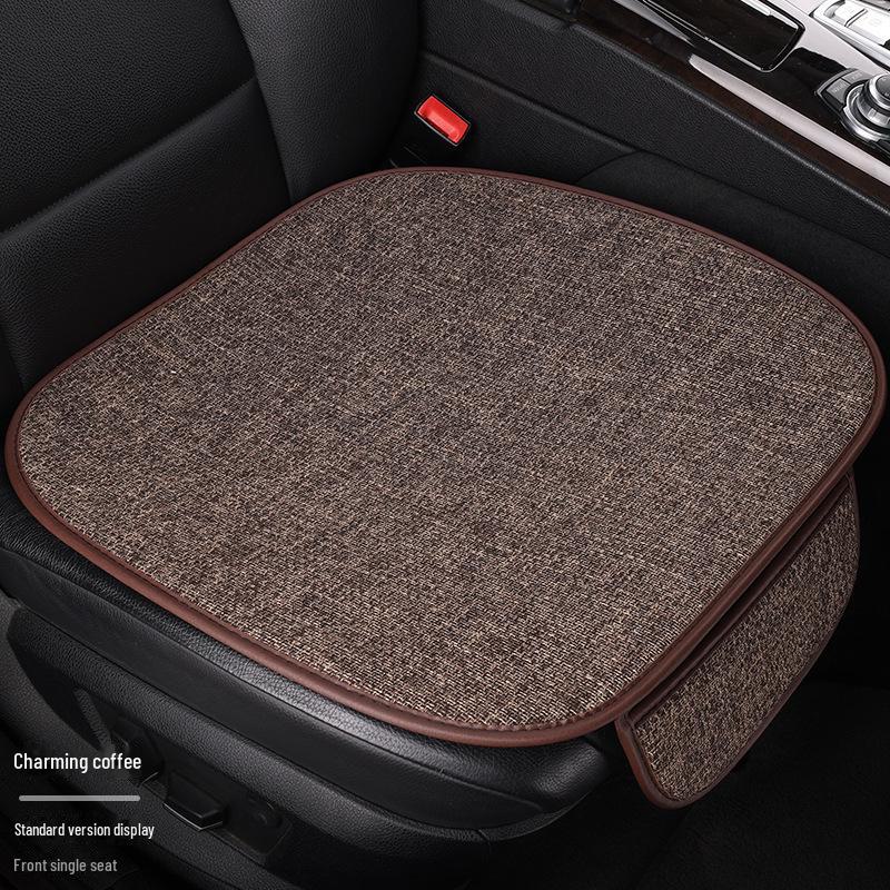 All-Season Light Luxury Ice Silk Linen Car Seat Cushions, Breathable & Non-Slip