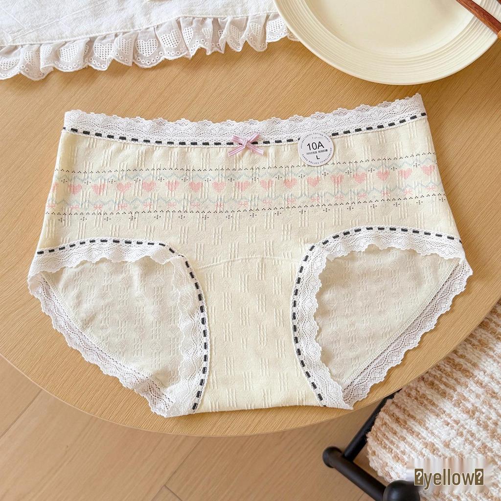 10A Antibacterial Lace Sweet Fresh Cotton Panties with Extended Crotch – Comfortable & Breathable Teen Briefs
