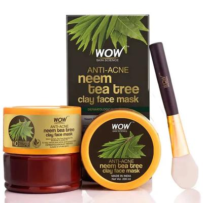 Wow Skin Science Anti-acne Neem & Tea Tree Clay Face Mask, 200ml