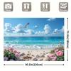 1pc Sea View Background Banner - Durable polyester, sea and blue sky with seagulls, white clouds and beach scenes