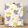 1pc Flannel Blanket Cute Mice And Cheese Design Soft Comfortable And Warm Suitable for All Seasons Beautiful Printed Design Ideal