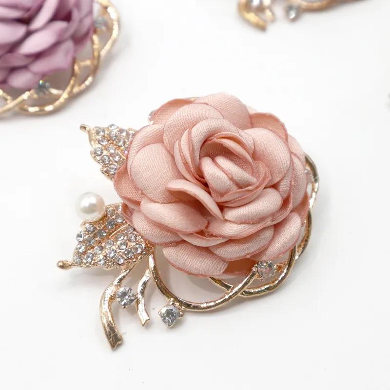 1Pc Pearl Women Botanical Pins Casual Fabric Mother's Day Gift Party Accessories Brooches Rose Flower