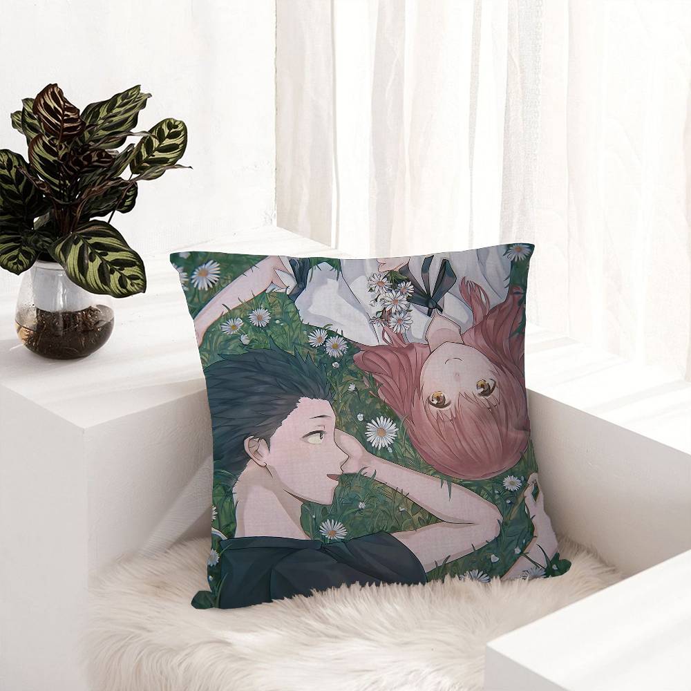 A Silent Voice Anime Kissenbezug Auto Wurfkissenbezug für Sofa Auto Weihnachtsgeschenk 40x40cm 45x45cm