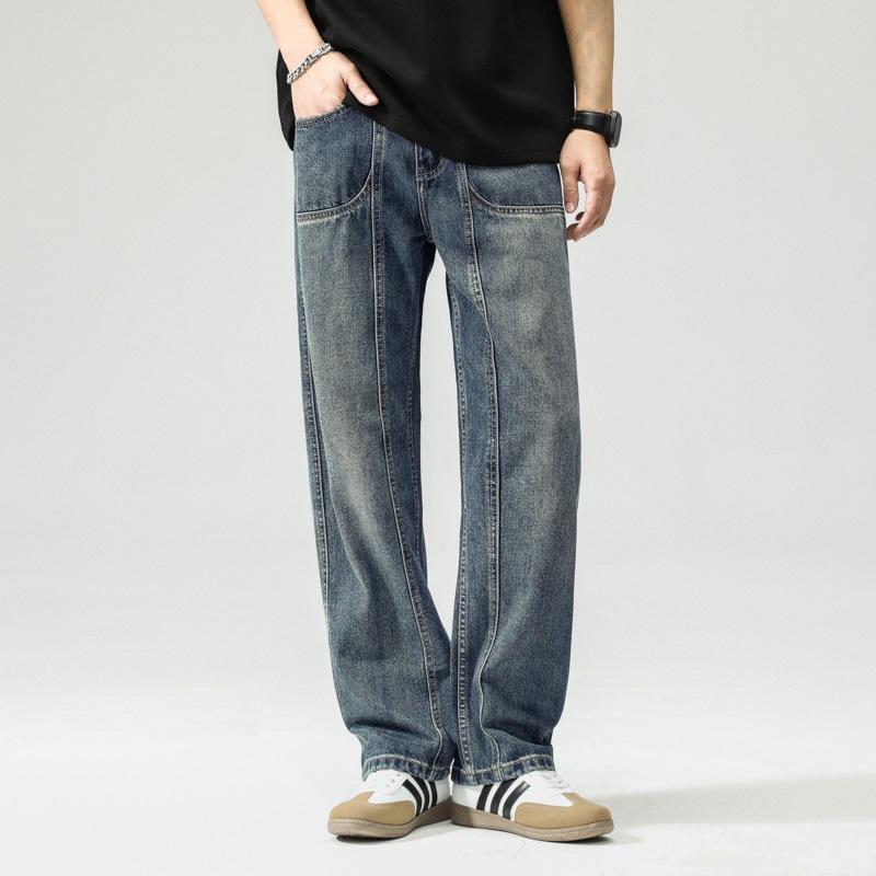 

Новые ретро прямые джинсы мужские американские уличные свободные широкие брюки в пол 38