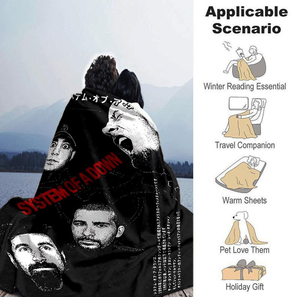 1 pezzo System of a Down Morbido Plaid in Flanella per Tutte le Stagioni per Casa, Ufficio, Uso Esterno Confortevole Resistente Morbido Caldo Plaid per Casa