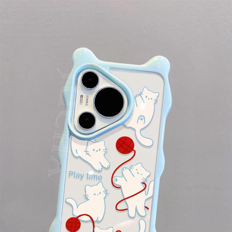 Applicable to Huawei pura70 mobile phone case, advanced sense cartoon Huawei p60pro mobile phone case design sense, cute kitten