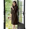 Women's Fashion Versatile Vest & Long Sleeve Midi Dress Set