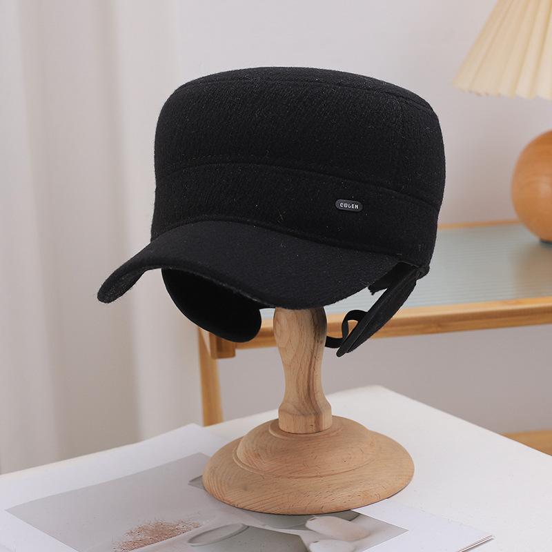 Hat Men's Winter Plus Velvet Thick Flat Top Hat Outdoor Cold Protection Fashionable Ear Protection Duck Tongue Warm Cotton Hat