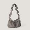 Korean Simple Pleated Nylon Shoulder Bag for Women  Spring Trendy Girl Daily Commuter Shoulder Bag Lady Casual Handbags