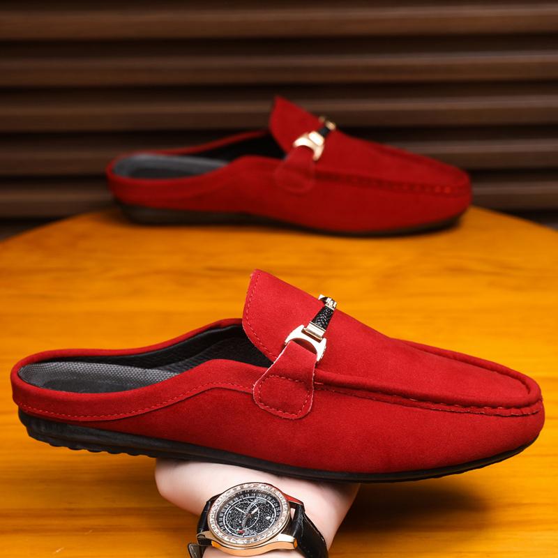 Plus Size Open Back Casual Shoes Half Shoes For Men Mules Loafers Slippers Closed-Toe Backless Slides Sandal Slip On Flats